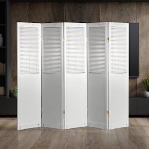 White 6 ft. Tall Adjustable Shutter 5-Panel Room Divider