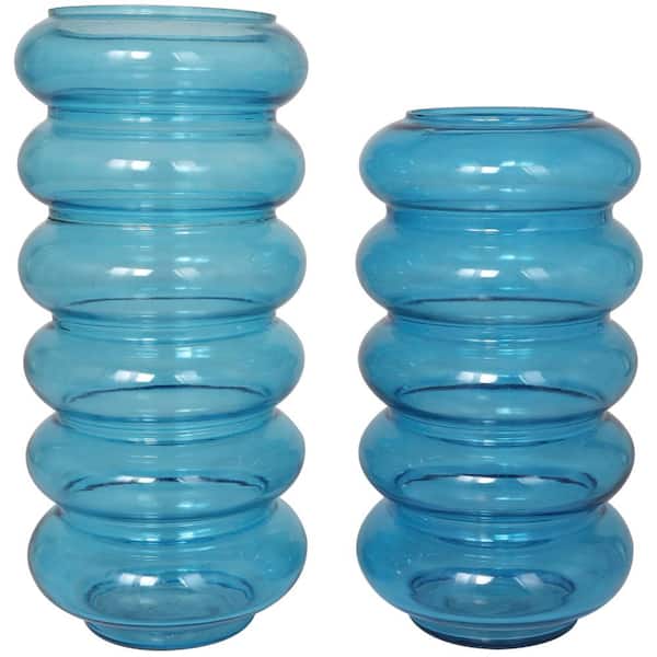 Novogratz Blue Bubble Glass Decorative Vase (Set of 2)