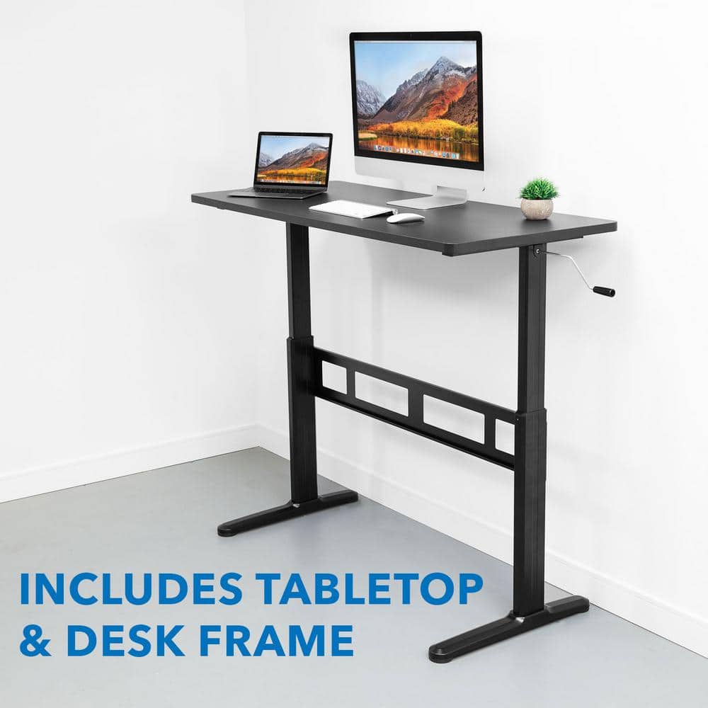 ErgoFlex 54'' Black Steel Manual Height Adjustable Desk