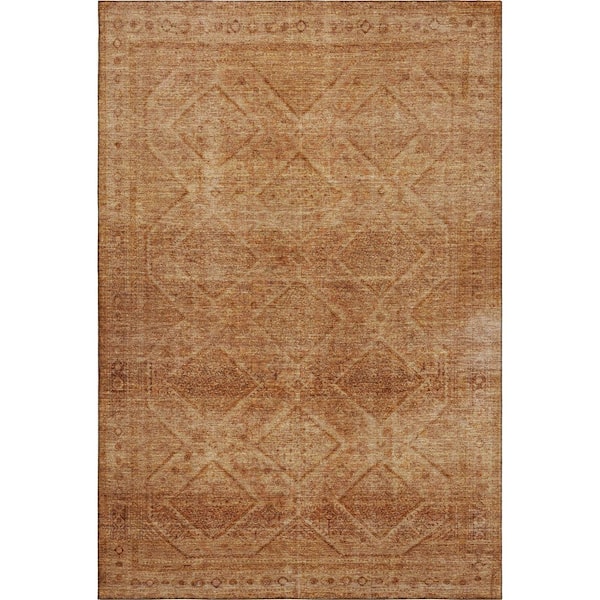 Mayfield Premium Machine Washable Abstract AMF2060 Copper 10 ft. x 14 ft. Area Rug