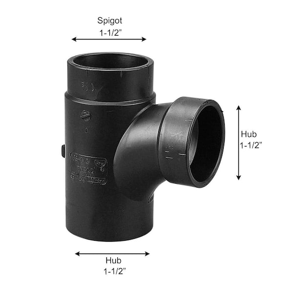 NIBCO 1-1/2 in. ABS DWV Spigot x Hub x Hub Sanitary Street Tee