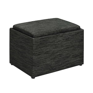 Designs4Comfort Dark Charcoal Gray Fabric Accent Storage Ottoman with Reversible Tray