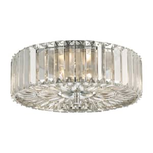 13 in. 2-Light Chrome and Crystal Flush Mount