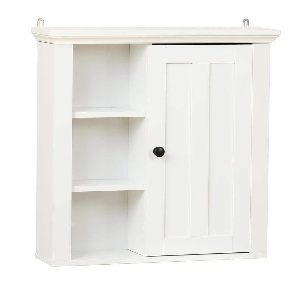White MDF Bathroom Wall Cabinet with Adjustable Shelves