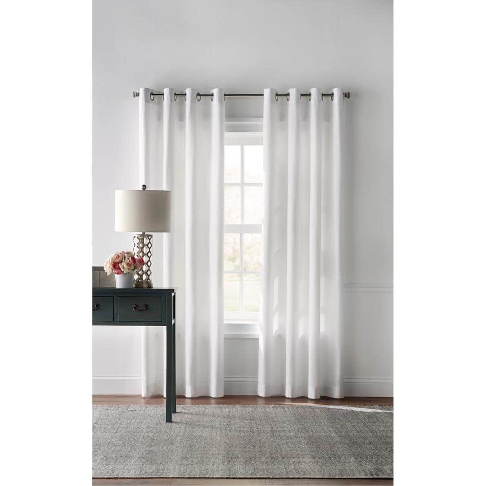 Cotton Duck White Solid Cotton 50 in. W x 84 in. L Light Filtering Single Grommet Top Curtain Panel product image for price tracking