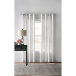 Cotton Duck White Solid Cotton 50 in. W x 63 in. L Light Filtering Single Grommet Top Curtain Panel
