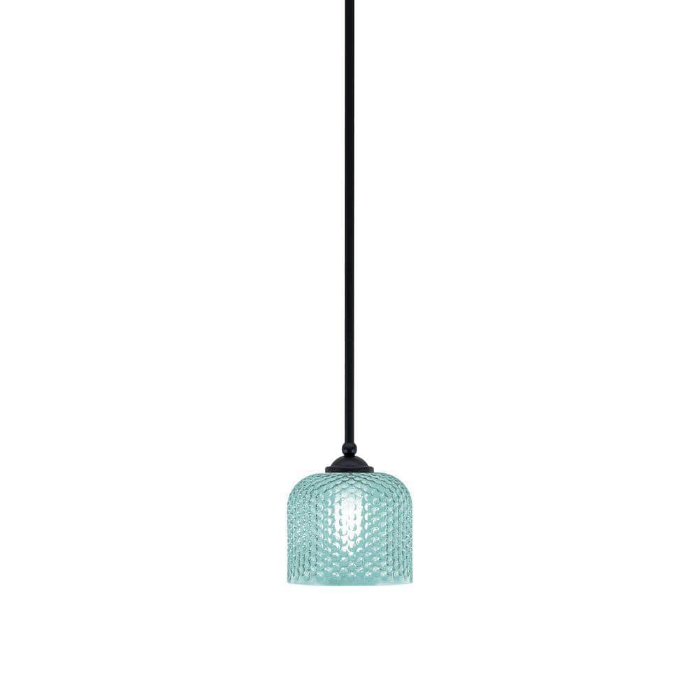 Cleveland 100-Watt 1 Light Matte Black Shaded Pendant Light with