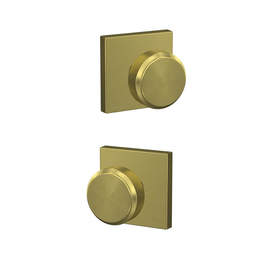 Satin Brass Modern Dummy Door Knob Set with Collins Trim