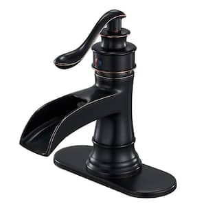 Waterfall Bathroom Faucet Single-Handle Single Hole Sink Faucet Deck Mount Oil Rubbed Bronze Vanity Faucets