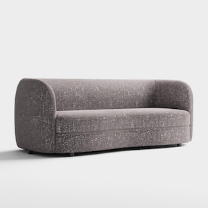 Julia 85 in. Round Arm Boucle Polyester Fabric Modern Curved Pocket Coil Cushion Sofa In Gray