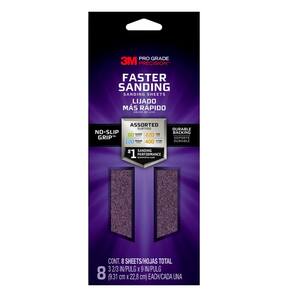 3-2/3 in. x 9 in. Faster Sanding Sanding Sheets, Assorted Grit (8-Pack)