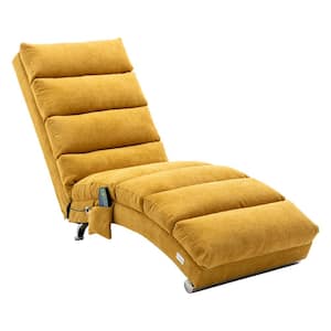 Modern Mustard Yellow Long Electric Recliner Heated Massage Chaise Lounge for Office or Living Room