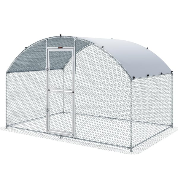 VEVOR Large Metal Chicken Coop with Run Walk in Chicken Coop with Waterproof Cover 6.6 ft. x 9.8 ft. x 6.6 ft. Poultry Fencing