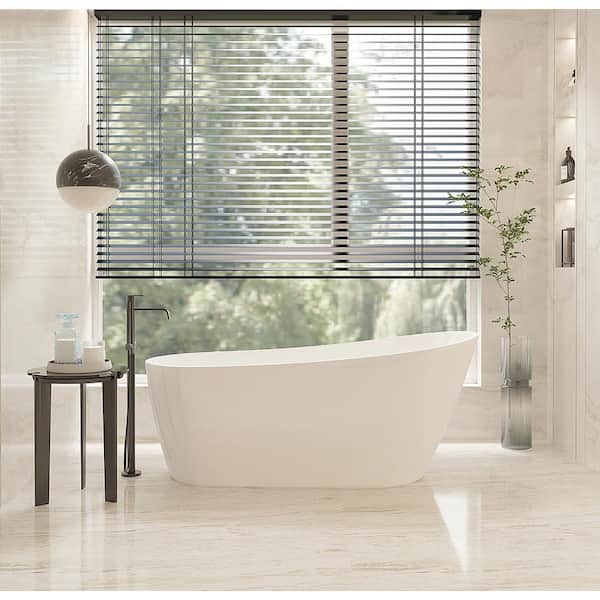 KINWELL 63 in. Acrylic Double Slipper Flatbottom Non-Whirlpool Bathtub in White
