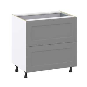Bristol Painted 33 in. W x 34.5 in. H  x 24 in. D Slate Gray Shaker Assembled Base Kitchen Cabinet with 3-Drawers
