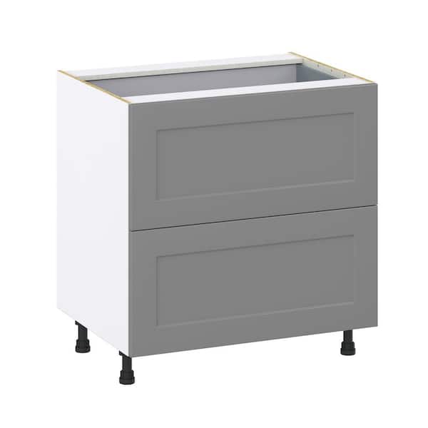 J COLLECTION Bristol Painted Slate Gray Shaker Assembled Base Kitchen Cabinet with 3 Inner Drawers (24 in. W x 34.5 in. H x 14 in. D)