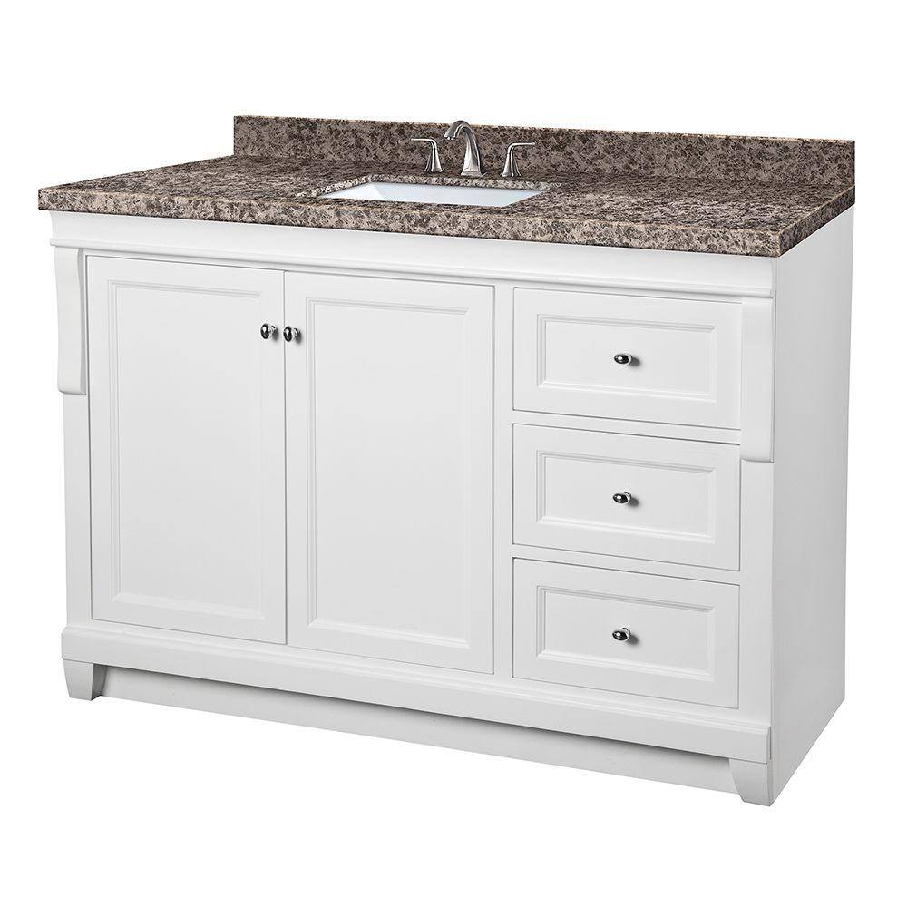 Pegasus Naples 49 In W X 22 In D Vanity In White With Granite Vanity Top In Sircolo And White Basin Nawat4821d Sir The Home Depot