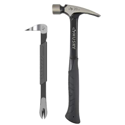 Husky 2-Piece 20 oz. Steel Rip Hammer and 10 in. Nail Puller Home Tool Kit Set 241179