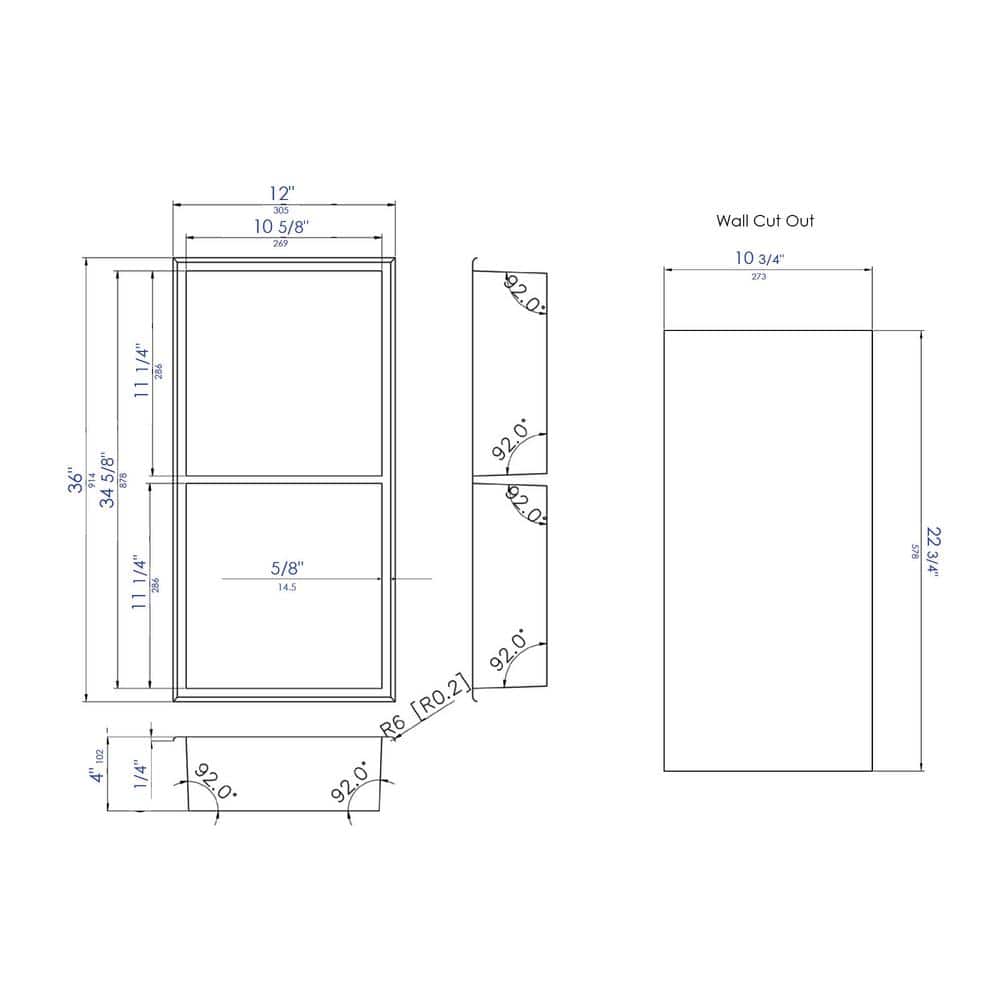 Matte White Stainless Steel Double Shelf Shower Niche