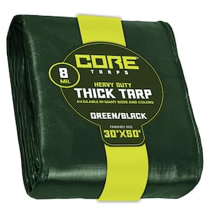 30 ft. x 50 ft. Green/Black 8 Mil Heavy Duty Polyethylene Tarp, Waterproof, UV Resistant, Rip and Tear Proof
