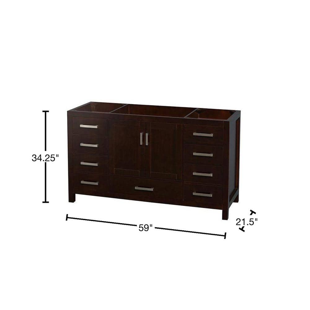 Sheffield Espresso Solid Wood 59" Single Freestanding Vanity Base