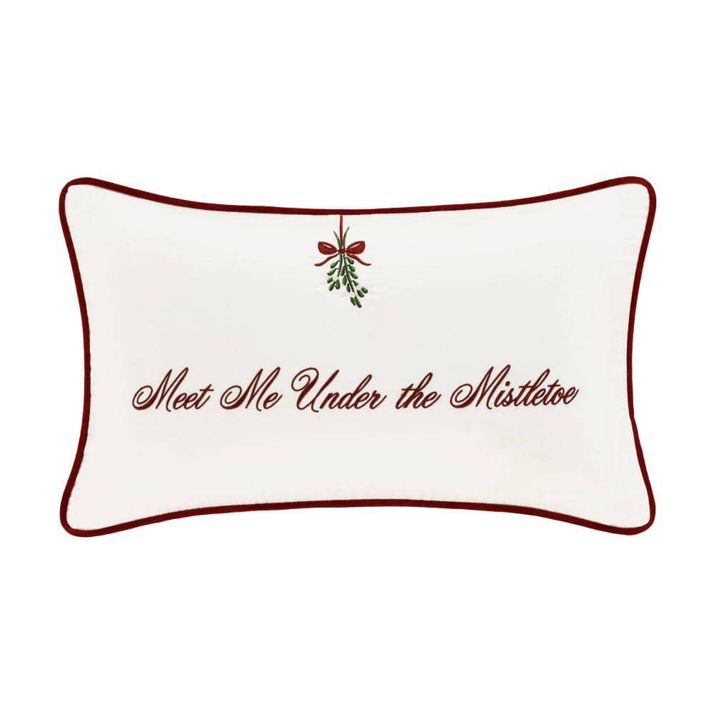 Merriment Winter White Polyester Boudoir Embellished Decorative Throw Pillo