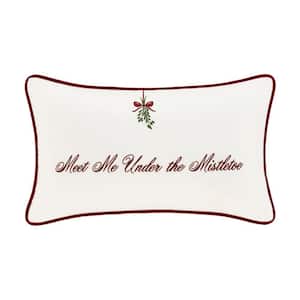 Merriment Winter White Polyester Boudoir Embellished Decorative Throw Pillow 18 x 18 in.