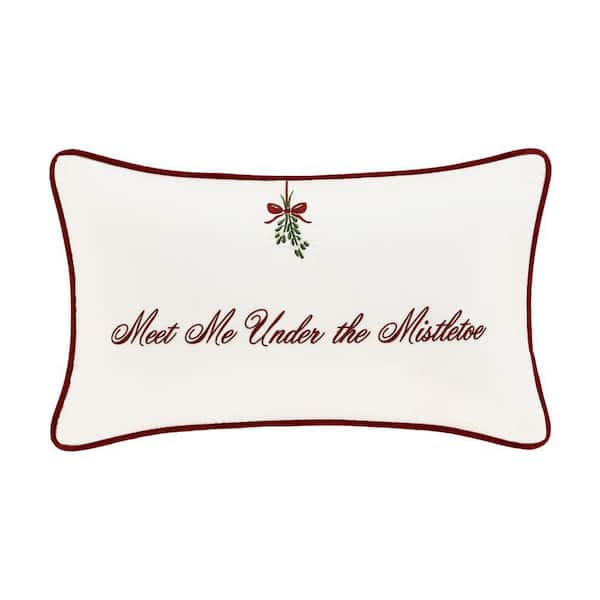 Unbranded Merriment Winter White Polyester Boudoir Embellished Decorative Throw Pillow 18 x 18 in.