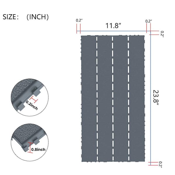 24 in. x 12 in. Polypropylene Material DIY Module Deck Tile in Dark Gray, Quick and Easy to installation (24 per Case)