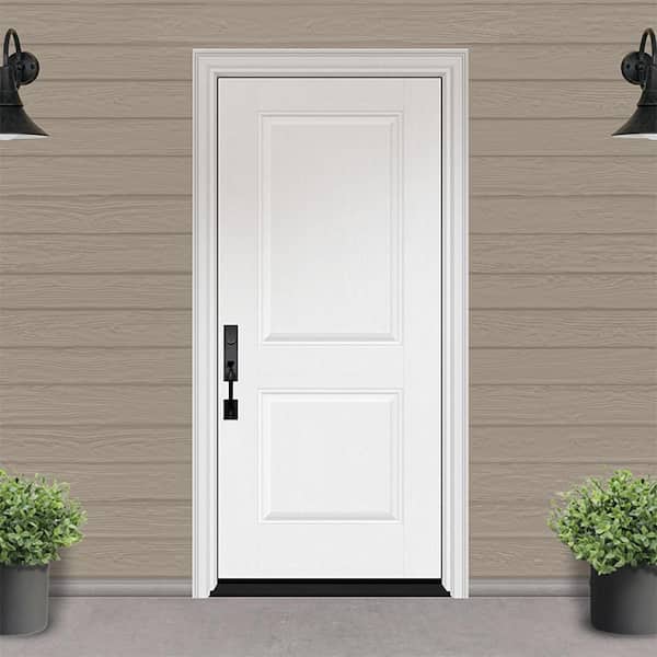 Regency 36 in. x 96 in. Universal Handing 2P Squaretop Unfinished White Fiberglass Front Door Slab