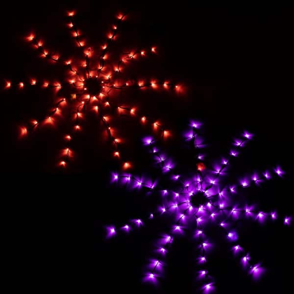 JOYIN 3.28 ft. Purple and Orange Spider Web LED Lights With 3 ...