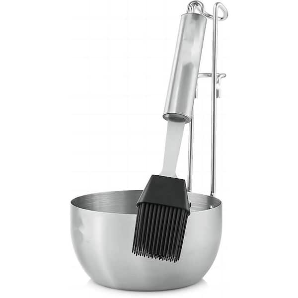 Cubilan Stainless Steel BBQ Sauce Pot and Silicone Basting Brush
