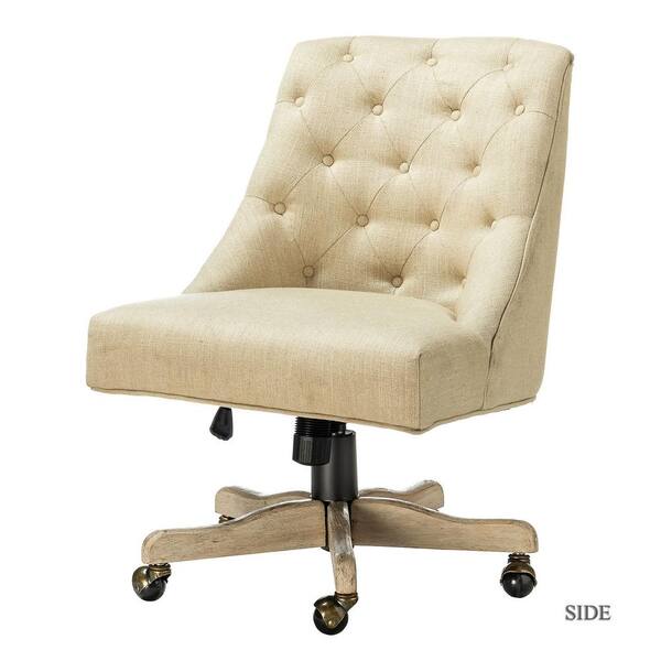 cream linen office chair