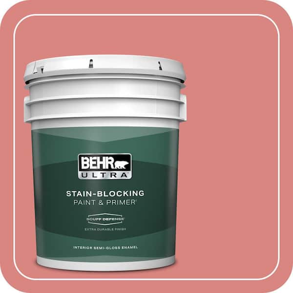 BEHR ULTRA 5 gal. #M160-5 Pink Damask Extra Durable Semi-Gloss Enamel Interior Paint & Primer