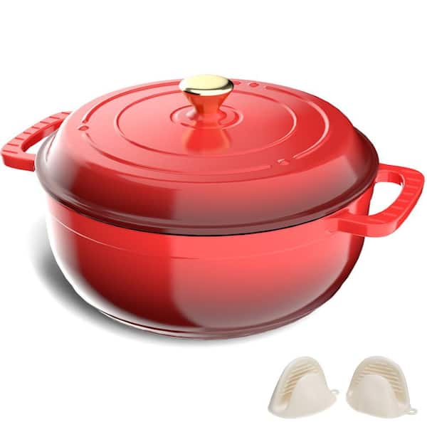 7.5 qt. Enameled Cast Iron Round Dutch Oven in Red with Lid