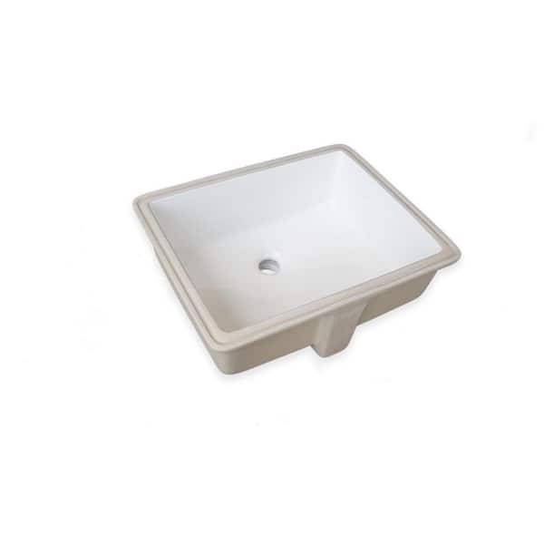 Rhythm Series 20 in. Rectangular Undermount Single Bowl Bathroom Sink in White
