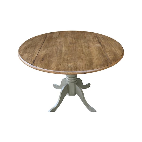 International Concepts 42 In 3 Piece Distressed Hickory And Stone Drop Leaf Round Dining Table Set With 2 Side Chairs K41 42dp C2 The Home Depot Stone Drop Leaf Round Dining Table Set, Distressed Round Dining Table Set