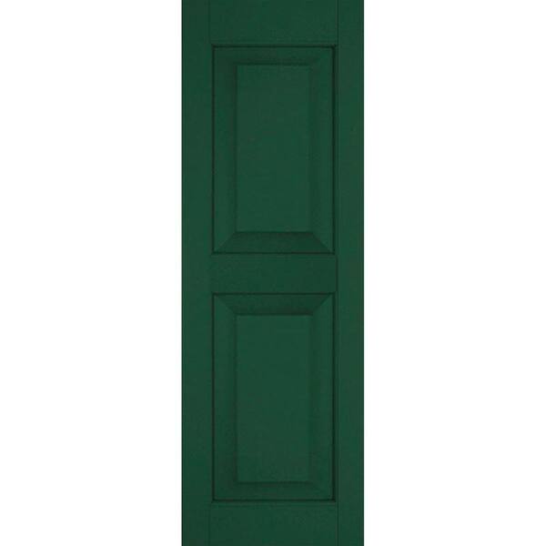 Ekena Millwork 12 in. x 32 in. Exterior Real Wood Pine Raised Panel Shutters Pair Chrome Green