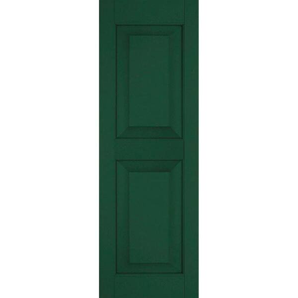 Ekena Millwork 15 in. x 32 in. Exterior Real Wood Western Red Cedar Raised Panel Shutters Pair Chrome Green