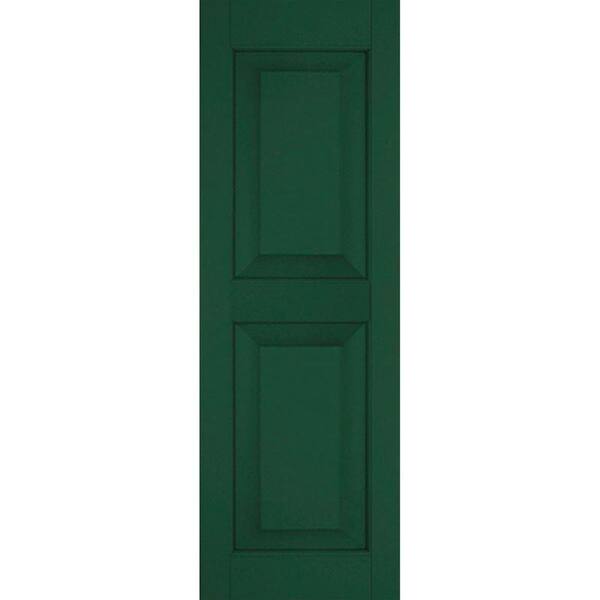 Ekena Millwork 18 in. x 30 in. Exterior Real Wood Western Red Cedar Raised Panel Shutters Pair Chrome Green