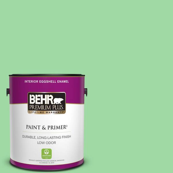 BEHR PREMIUM PLUS 1 gal. #450B-4 Green Trance Eggshell Enamel Low Odor Interior Paint & Primer