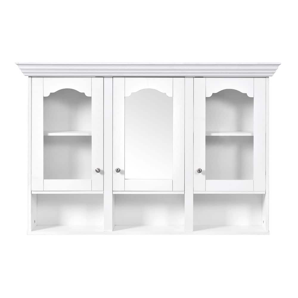 47 in. W x 32 in. H Rectangular Wood Medicine Cabinet with Mirror and Glass Doors price history on PriceWatchPro