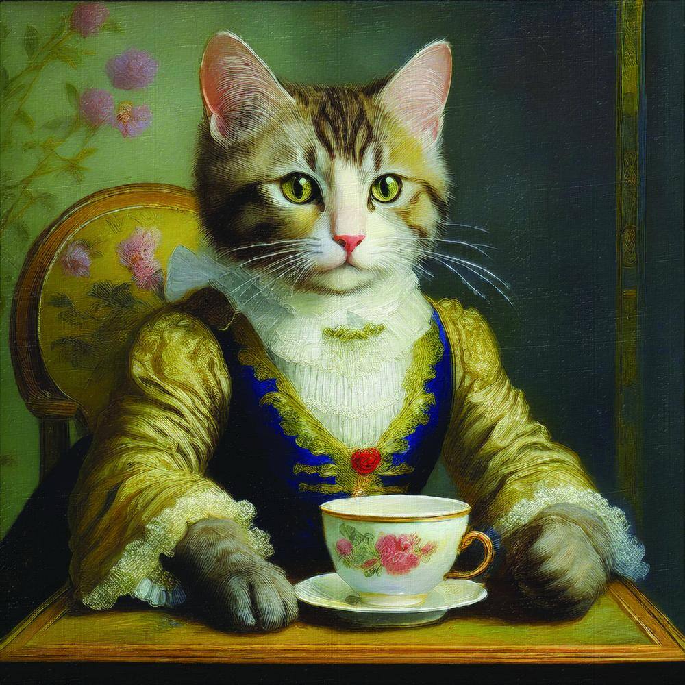 ANNIE BLAUWPOT TENCATE（アン　ブラウポット　テン　カーテ） VENICE BEACH Collections Victorian Cat at Tea by Grotto Studios 1