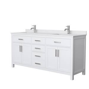Beckett 72 in. W x 22 in. D Double Bath Vanity in White with Cultured Marble Vanity Top in White with White Basins