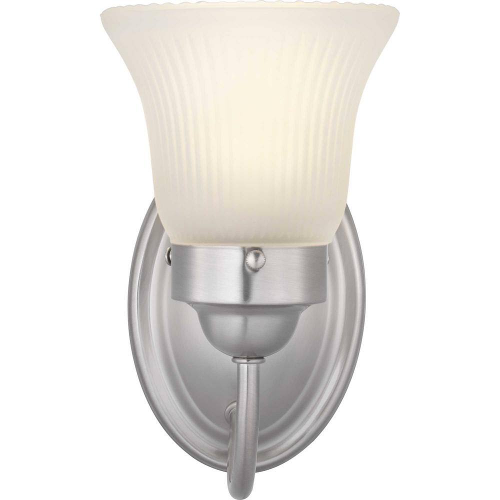 Brushed Nickel Fluted Glass 8.25" Vanity Light