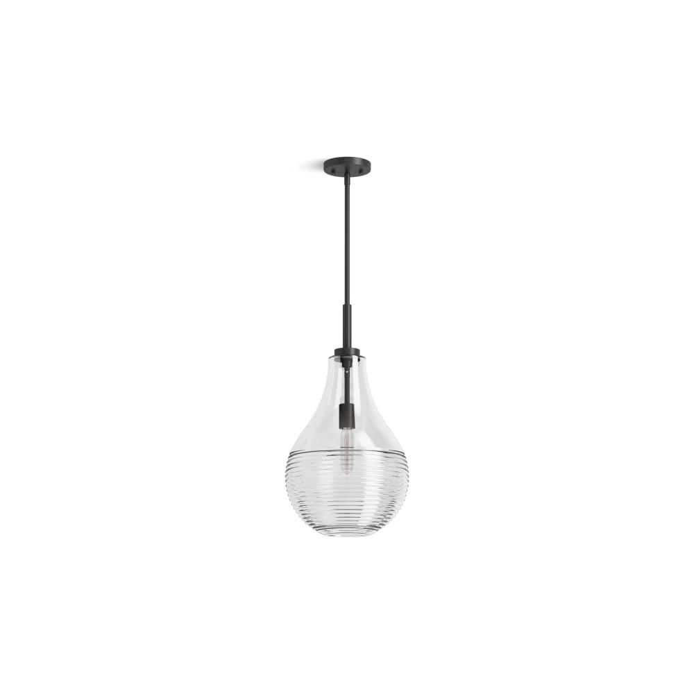 Simplice 31.25 in. 1-Light Matte Black Non-Motion Sensing Pendant Light With Clear Glass (Bulb Not Included) price history on PriceWatchPro