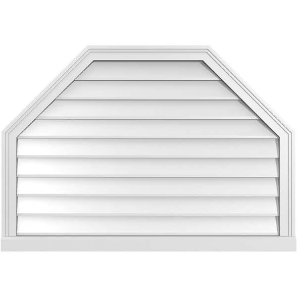 Ekena Millwork 40 in. x 28 in. Octagonal Top Surface Mount PVC Gable Vent: Decorative with Brickmould Sill Frame
