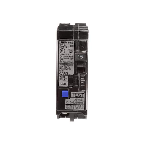 Siemens 15 Amp Single-Pole Circuit Breaker QAFH2 Combo AFCI QA115AFCH ...