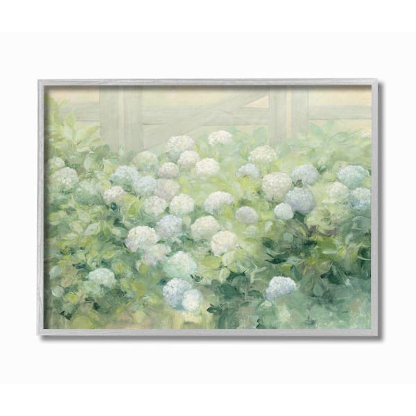 Stupell Industries "Floral Blue White Hydrangea Garden Farmhouse Painting" by Julia Purinton Framed Wall Art 16 in. x 20 in.