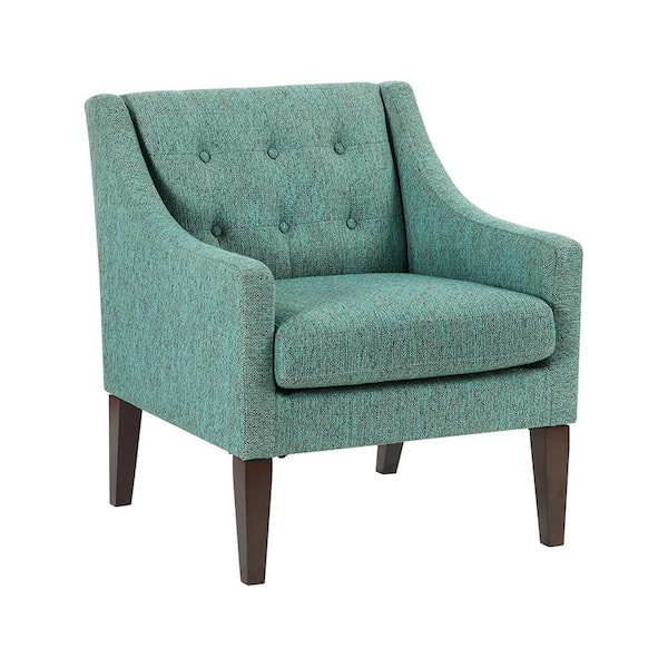 Lowery Green Textured Fabric Upholstery Button-Tufted Back Accent Arm Chair